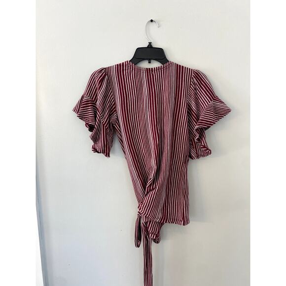 Free People Size Extra Small XS Wrapped Around My Finger Wrap Top Striped Blouse - Picture 5 of 7